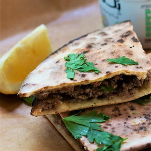 Drivu Laham Bil Ajeen With Pomegranate  Manaesh (with Yogurt & Lemon) مناقيش لحمة مقرمش مع رمان