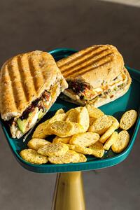 Drivu Grilled Halloumi, Olive Tapenade, and Pesto Sandwich