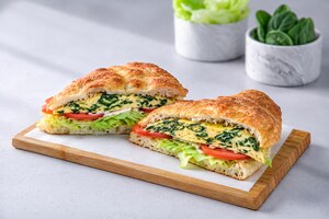 Spinach Omelette Focaccia Sandwich - Kohinoki dubai