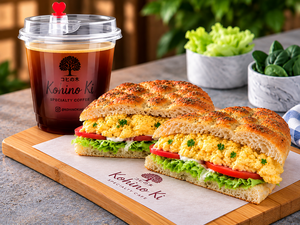 Americano & Scrambled Egg Focaccia Combo - Kohinoki dubai