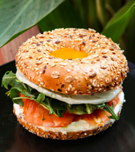 Drivu Multigrain Bagel with Smoked Salmon, Egg, Avocado 