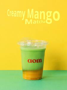 Creamy Mango Matcha - AOM Cafe sharjah