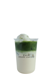 Drivu Matcha Latte with ice cream on top