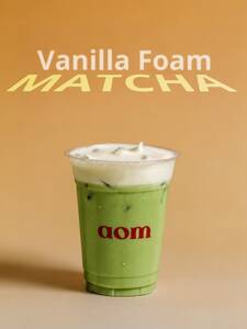 Vanilla Foam Matcha - AOM Cafe sharjah