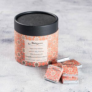 White Chocolate With Orange Blossom and Roasted Almond Box of 35 Bites - Mirzam dubai