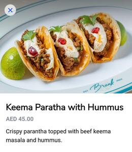 Drivu Keema Paratha with Hummus