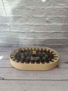 Drivu Beige Oval Leather Tray with Lid (S)