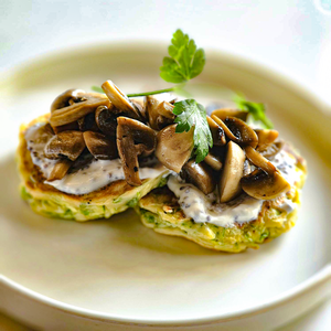 Drivu Fritters Stack with Mushrooms 