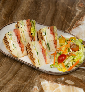 Drivu Smoked Salmon Club House Sandwich