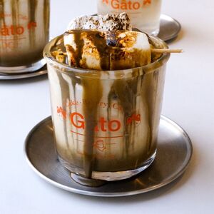 Drivu Iced White Chocolate Hojicha with Toasted Marshmallow