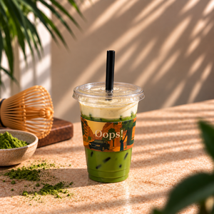 Iced Matcha with Vanilla Foam  - Oops  khor-fakkan