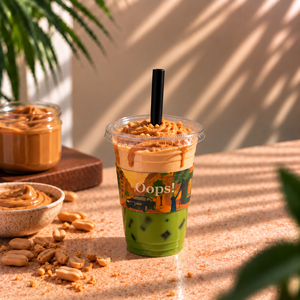 Iced Matcha Latte with peanut butter  - Oops  khor-fakkan