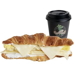 Drivu Croissant with Egg, Turkey, Laban & Cheddar Cheese with Coffee