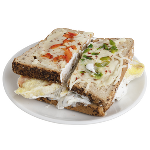 Drivu Eggs, Mozzarella cheese, Green pepper, zaatar, labna, sliced cheese | بيض، جبنة موزاريلا، فلفل أخضر، زعتر، لبنة، جبنة شرائح