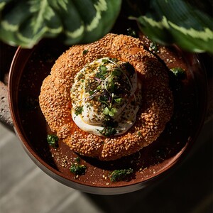 Drivu Turkish Simit with Poached Eggs