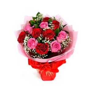 Drivu Pink and Red Roses Bouquet
