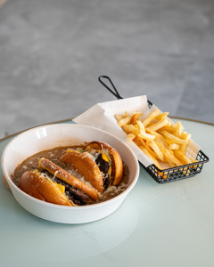 Drivu Beef Burger with Mushroom Sauce