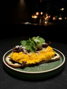 Drivu Mushroom & Creamy Scrambled on Toast with Grated Parmesan Cheese