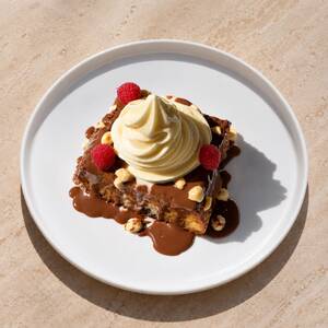 French Toast top with Soft Serve - La Petite Cafe al-ain