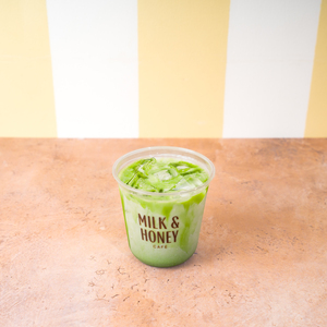 Iced Vanilla Matcha - Milk & Honey Cafe abu-dhabi