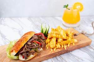 Drivu Beef fajita sandwich