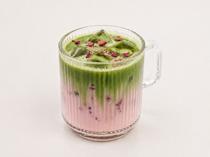 Drivu Iced Rose Matcha Latte.