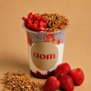 Strawberry Chia Pudding - AOM Cafe sharjah