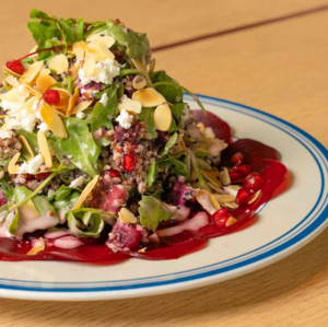 Drivu Quinoa Salad with Beetroot Carpaccio and Grilled Halloumi