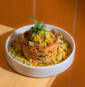 Drivu Mediterranean Corn Salad with Crostini Rings