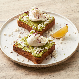 Poached Egg, Avocado & Feta Croissant - Flaky Pastry dubai