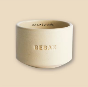 Bebax White Ceramic Cup 120 ml with Arabic Letter - Bebax Coffee JVC dubai