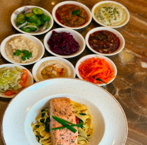 Salmon Fillet with Butter and Herbs - LF Bakery & Restaurant dubai