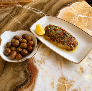 Seabass Fillet with Chimichurri - LF Bakery & Restaurant dubai