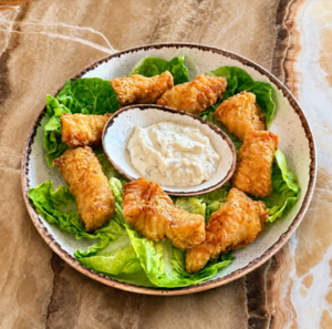 Fried Hammour with Tartar Dip - LF Bakery & Restaurant dubai