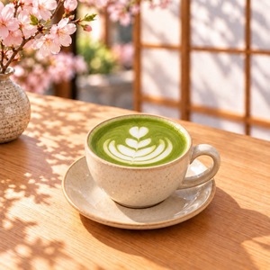 Hot Matcha Latte - Yutori Cafe dubai