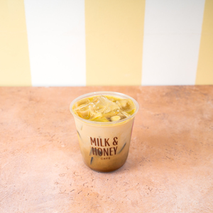 Iced Pistachio Latte - Milk & Honey Cafe abu-dhabi