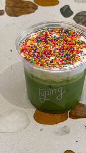 Matcha Dot Cake - Typing Coffee Shop al-ain