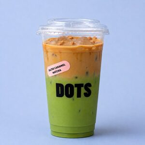 Salted Caramel Matcha + - Dots Cafe fujairah