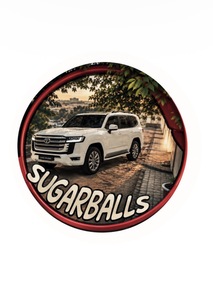 White Land Cruiser Metal Sticker - Sugarr Balls sharjah