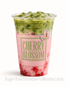 Strawberry Matcha  Latte - Cherry Blossom Brew dubai