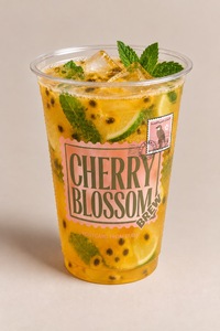 Iced Mango Passion Fruit Cooler - Cherry Blossom Brew dubai