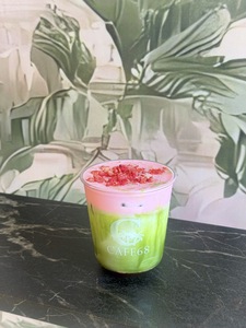 Strawberry Cold Foam Matcha  - Cafe68 dubai