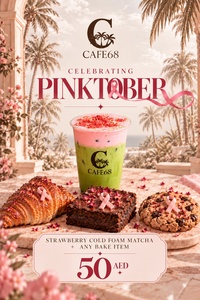 Strawberry Cold Foam Matcha + Your Choice of a Bake Item - Cafe68 dubai