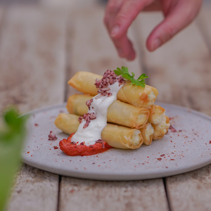 Cheese Rolls on Muhammara - Two Neighbors dubai