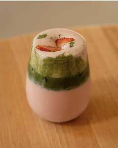Strawberry rose iced matcha - La Plage Cafe fujairah