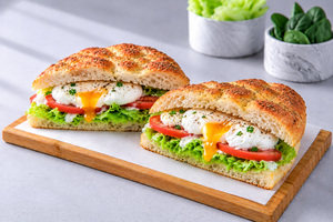 Poached Egg Focaccia Sandwich - Kohinoki dubai