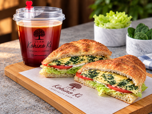 Americano & Spinach Omelette Focaccia Combo - Kohinoki dubai