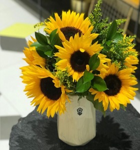 Drivu Sunflowers with Marble Vase