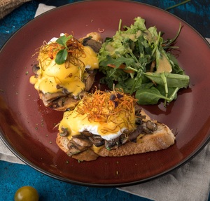 Drivu Poached Egg With Mushroom Crostini