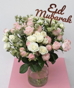 Drivu White and Pink Eid Roses Vase